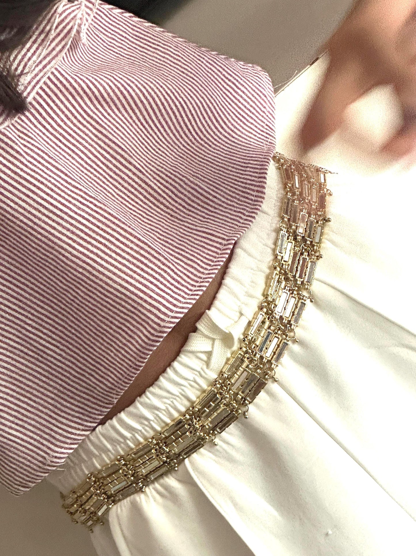Wear it 2 Ways Glass Crystal Choker Belt luxury Statement Metal Jewelry Bridal Waist Belt & Necklace Adjustable Gold Chain Belt