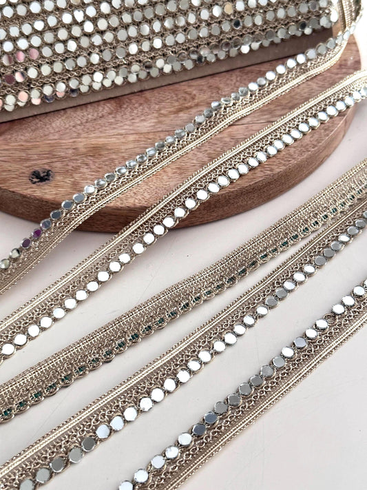 Opulent Mirror Crystal Sequin Lace Gold