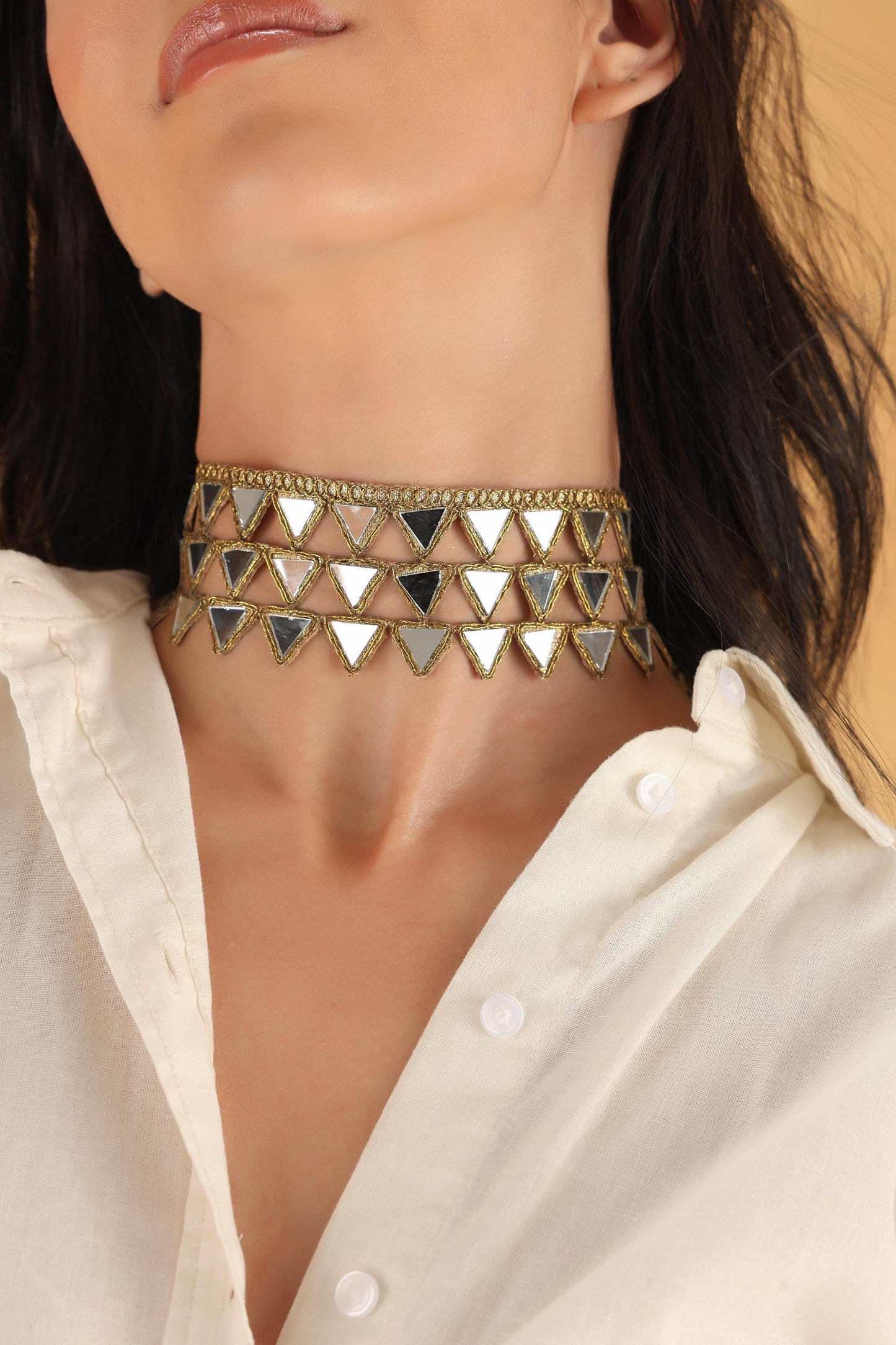 Rose Gold Choker Necklace Belt Combo – Gothic Lace Statement Choker – Handmade Adjustable Fabric Party Necklace – Gift for Her