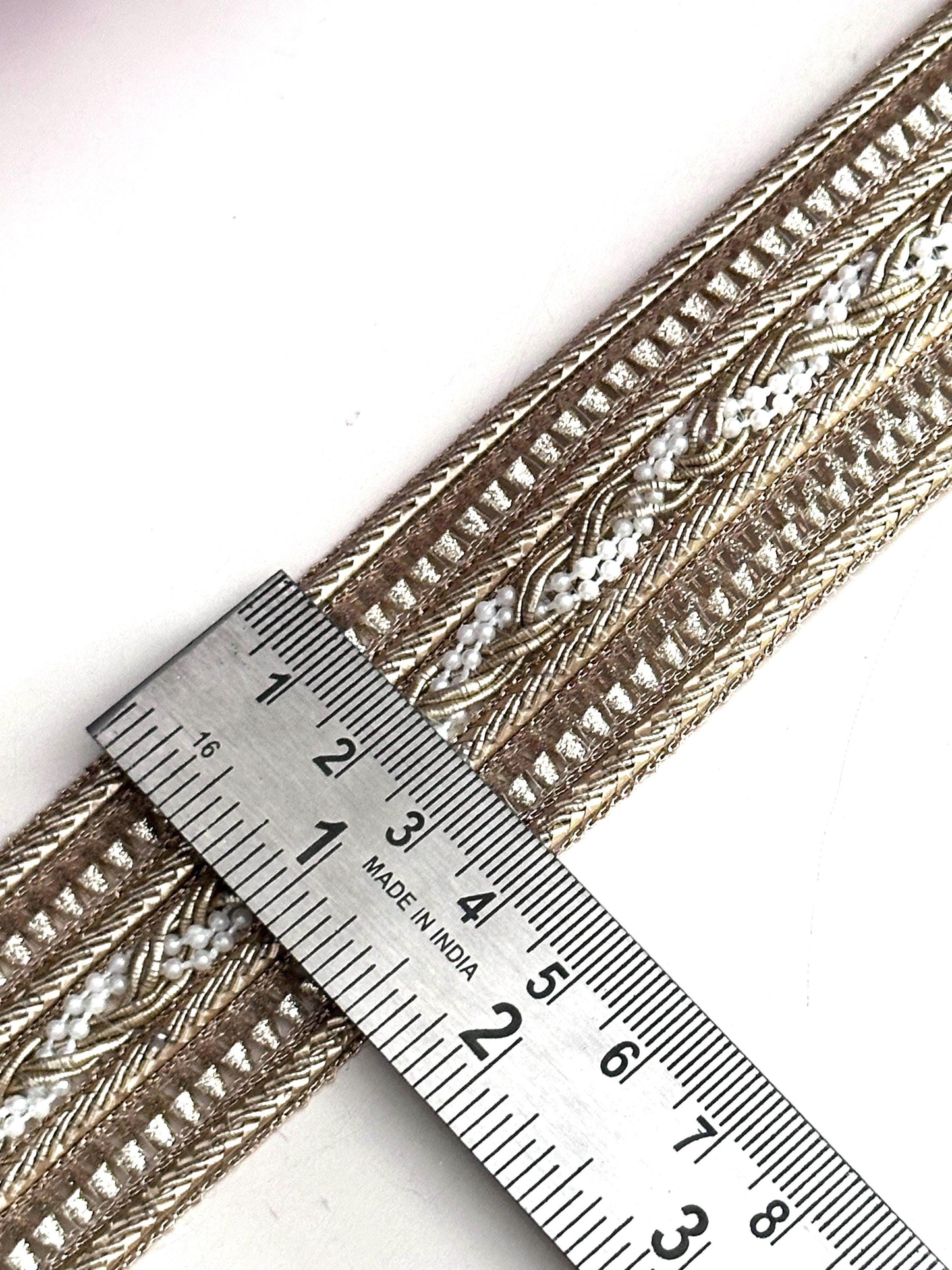 Gold Beaded Crafting Lace Trim Elegant Wedding Embroidered Ribbon