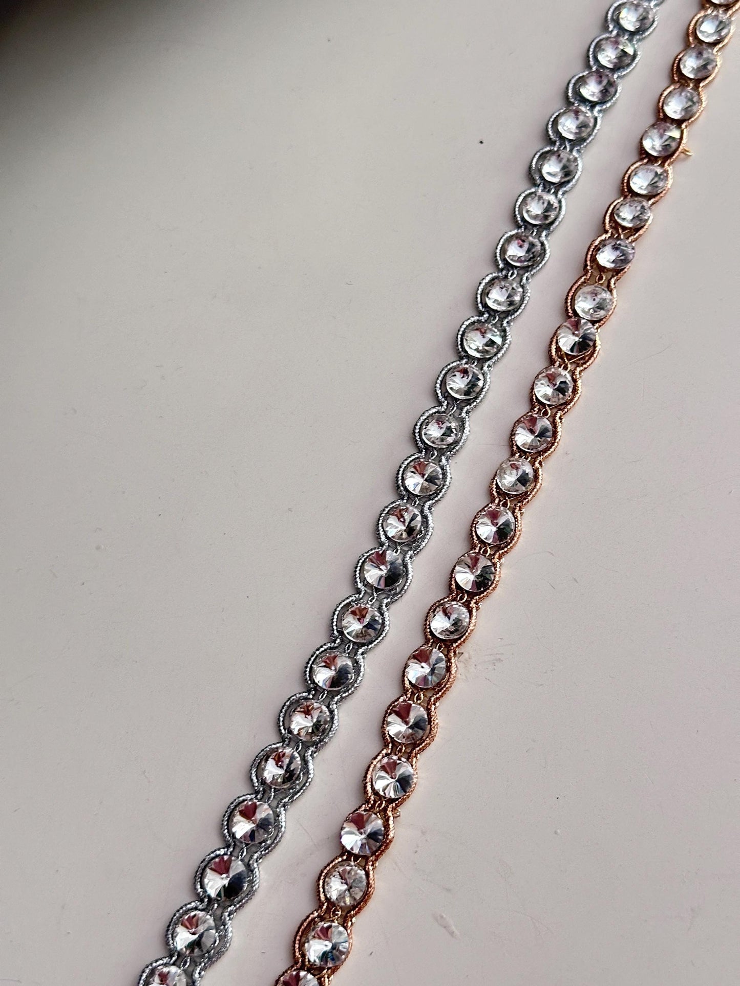 Silver Rose Gold Rhinestone Chain Trim Crystal Cup Chain for Costume Edging Lace Jewelry Design Making Bridal Decor Ribbo DIY Sewing Project