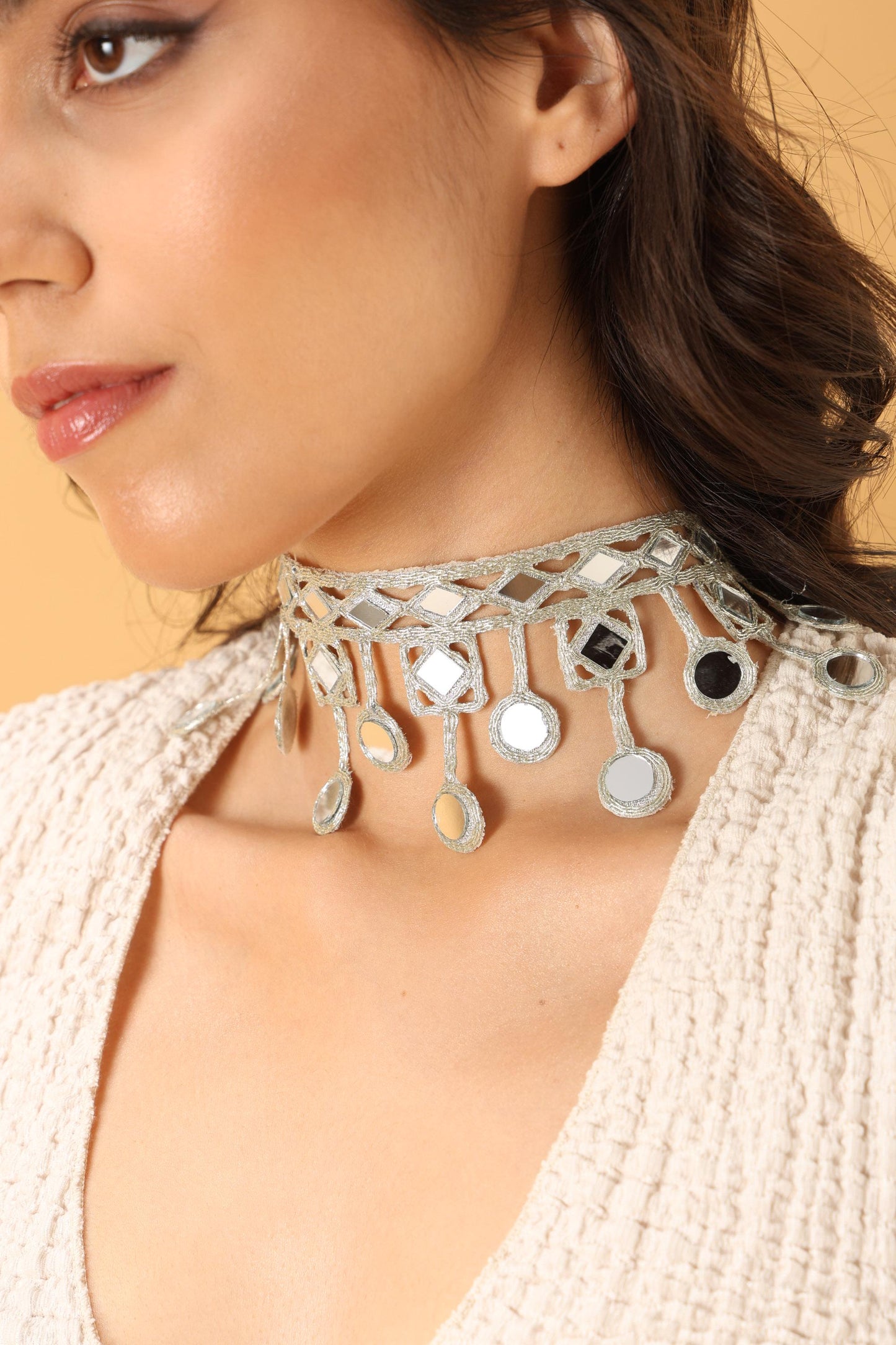 Silver Gothic Lace Choker Belt Combo Handmade Adjustable Party Necklace Victorian-Inspired Neckpiece Gothic Gift for Her Elegant Statement