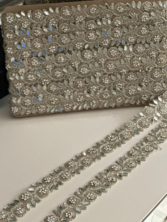 Victorian Style Mirror Crystal Lace Trim