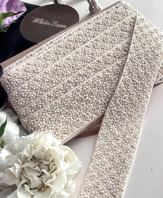 Pearl and Rhinestone Beaded Trim