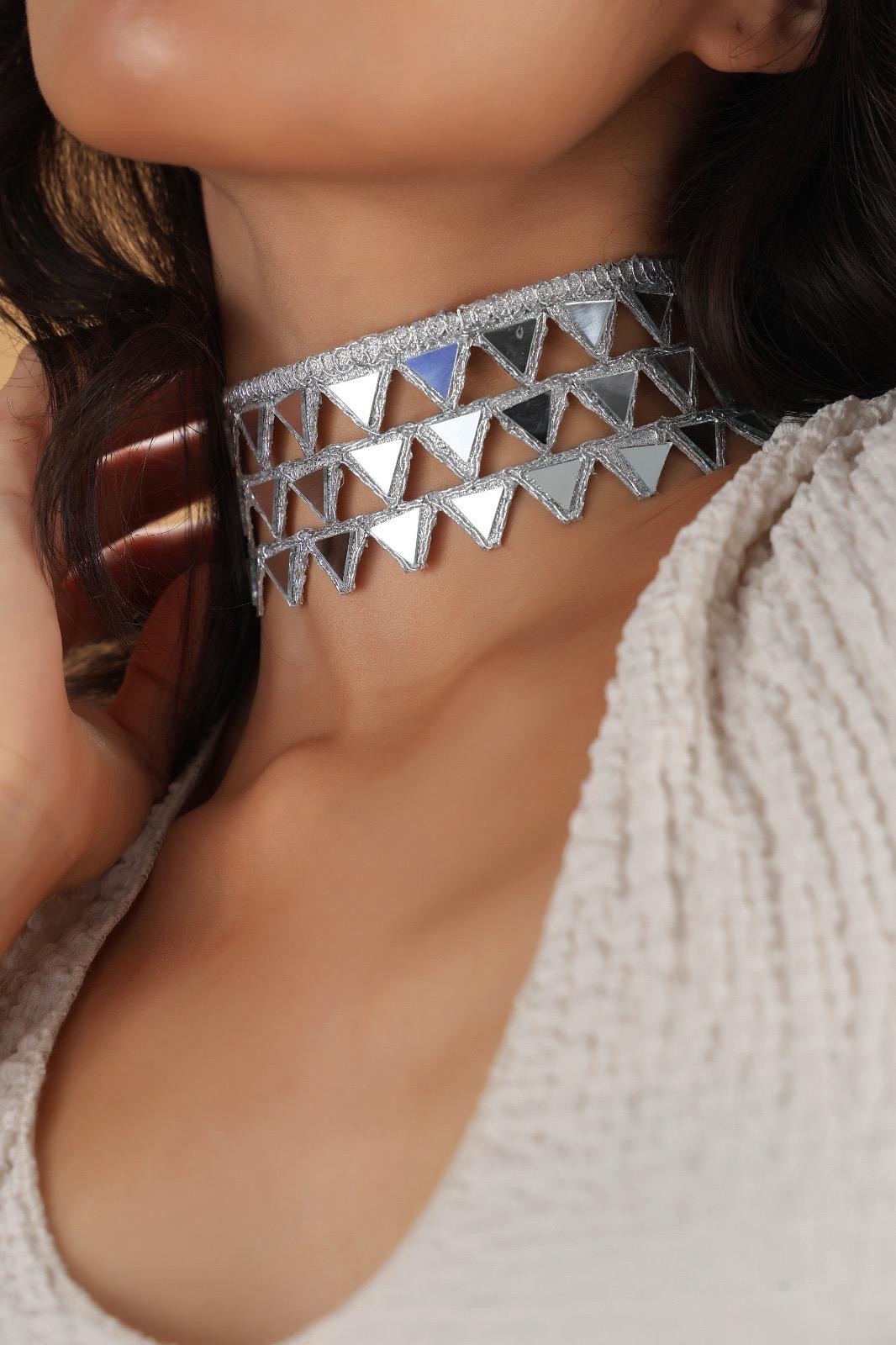 Rose Gold Choker Necklace Belt Combo – Gothic Lace Statement Choker – Handmade Adjustable Fabric Party Necklace – Gift for Her