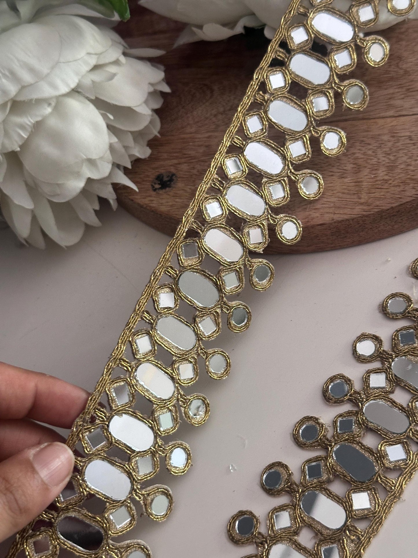 Gold Mirror Belt Jewelry Handmade Saree Belt, Bridal Waist Chain, Corset Wear Accessory, Ethnic Jewelry Trim, Headband set, Chokers