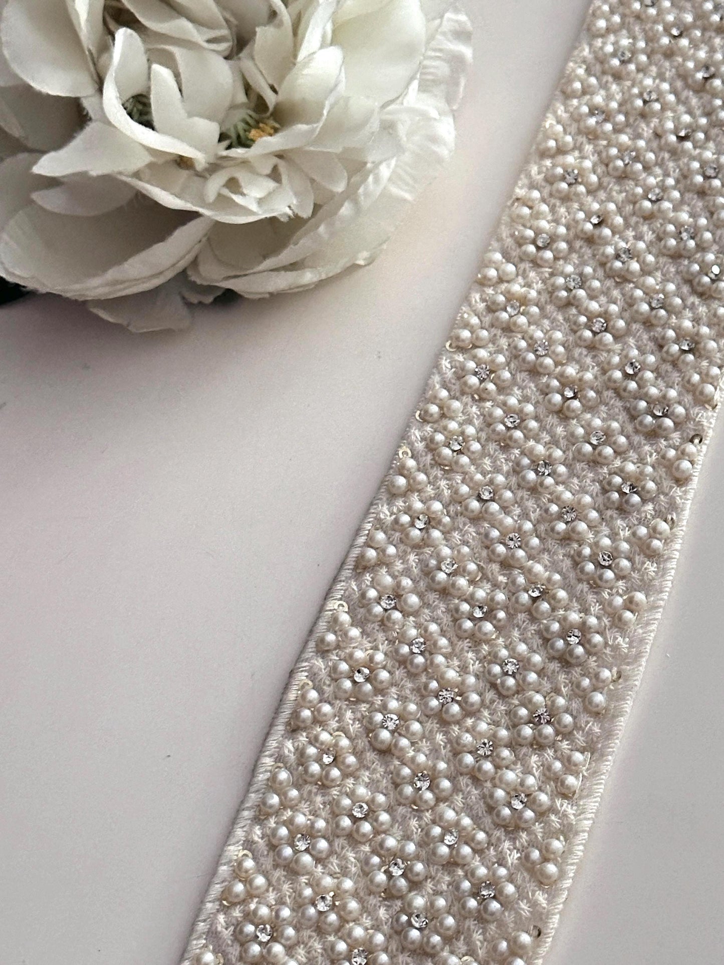 Pearl and Rhinestone Beaded Trim