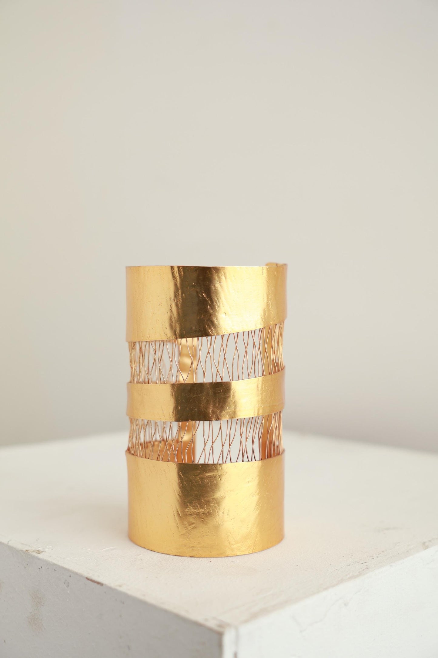 Handmade Statement Gold Cuff Bracelet Wide Arm Band Jewelry Bold Artisan Metal Cuff Festival Boho Jewelry Adjustable Wrist Cuff for Women