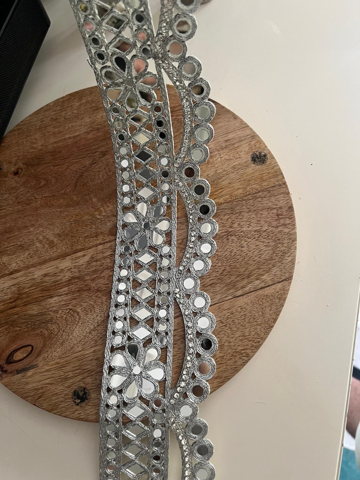 Silver Mirror Lace Choker – Heart Mirror Bridal Ribbon – Boho Festival Trim – Rave Outfit Accessory – Costume Jewelry by Yard