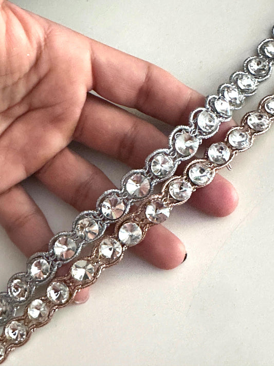Rhinestone Chain Trim Silver Rose Gold