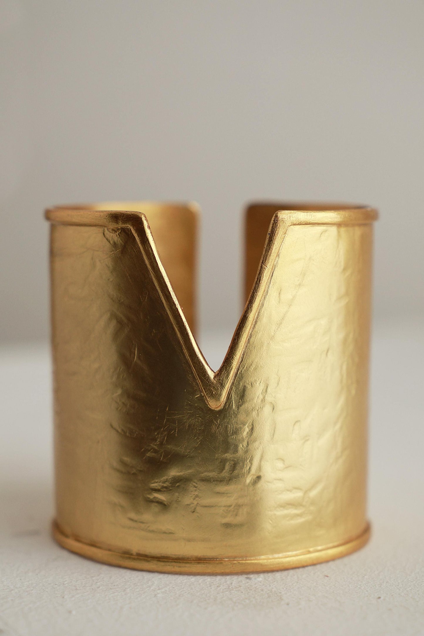 V Cut Gold Cuff Bracelet 24K Gold Plated Brass Statement Jewelry Adjustable Wide Arm Cuff Modern Bold Handmade Bracelet For Women