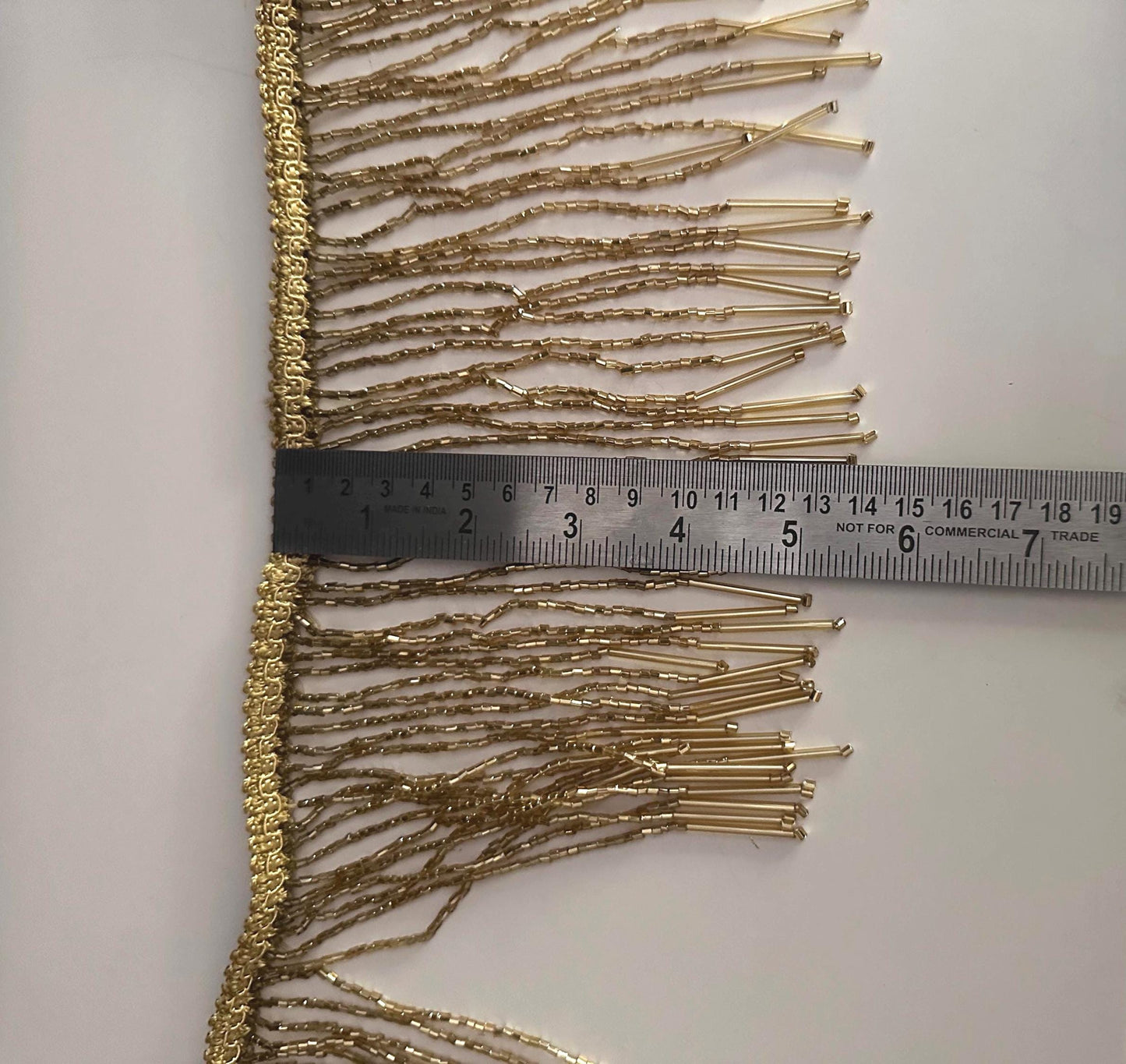 Gold Beaded Fringe Trim Long Metallic Bugle Bead Tassel Border for Dress Dance Costume Beaded Jewelry DIY Decor Sequin Craft Embellishment