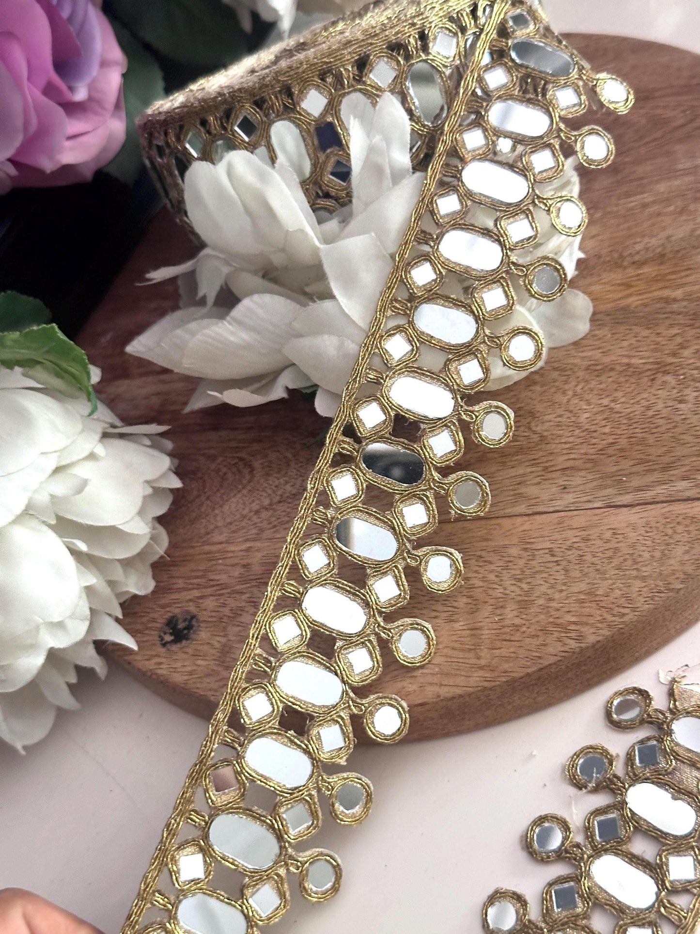 Gold Mirror Belt Jewelry Handmade Saree Belt, Bridal Waist Chain, Corset Wear Accessory, Ethnic Jewelry Trim, Headband set, Chokers
