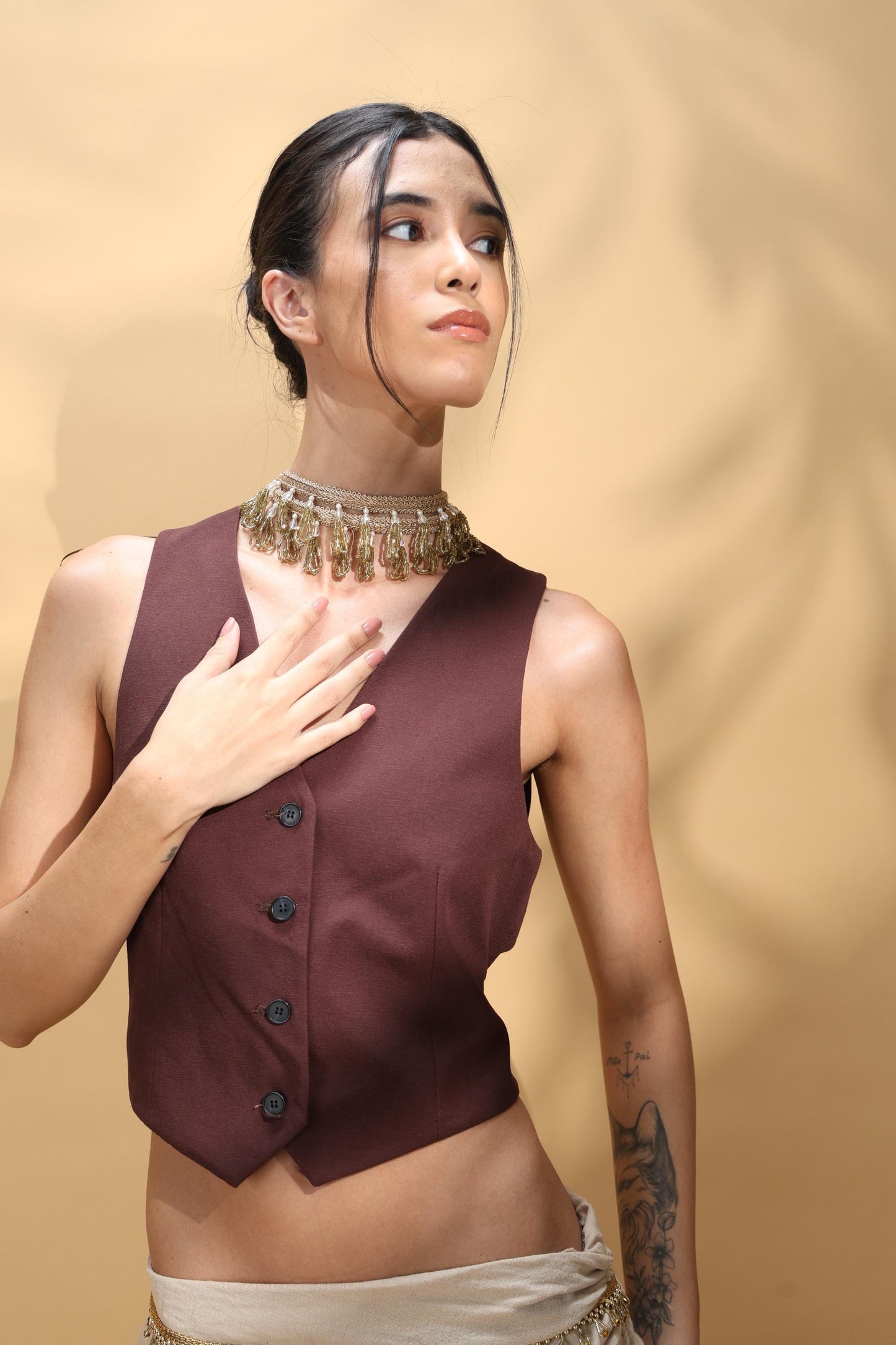 Artisanal Choker Necklace Intricate Beaded Crystal Band with Drops Couture Handmade Jewlry Smart Gift For Her