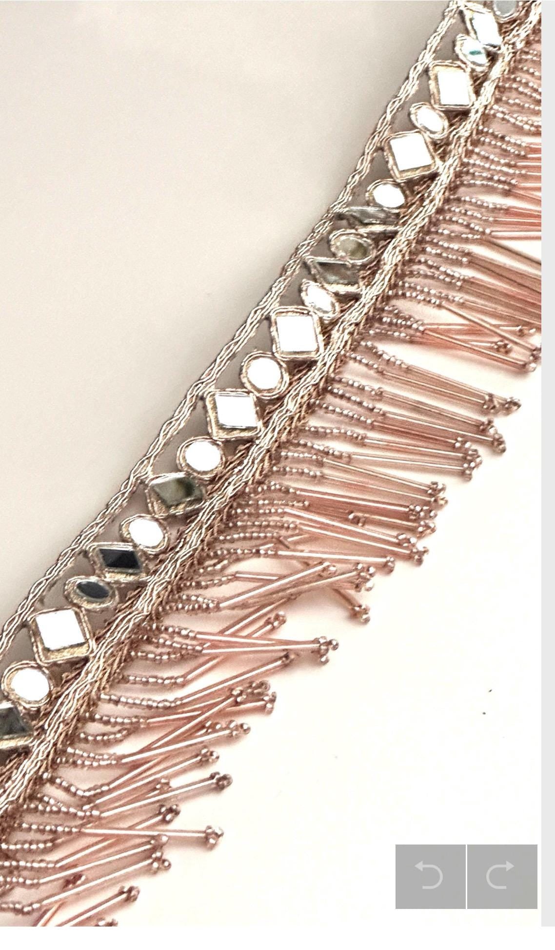 Rose Gold Lace Belt Choker Set – Handmade Gothic Statement Mirror Crystal Belt – Adjustable Fabric Jewelry – Party Gift for Her