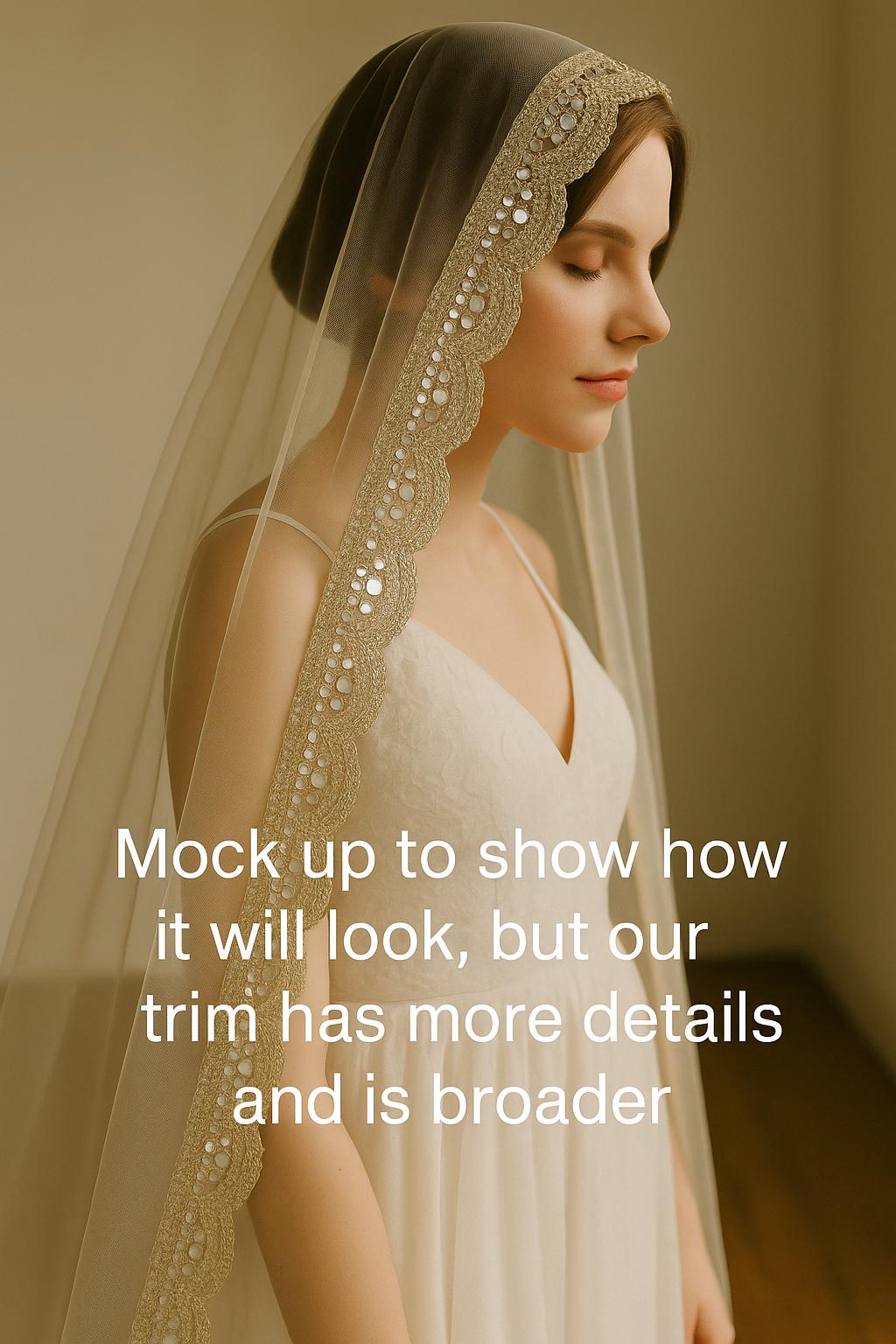 Crystal Mirror Zircon Sequin Trim Gold