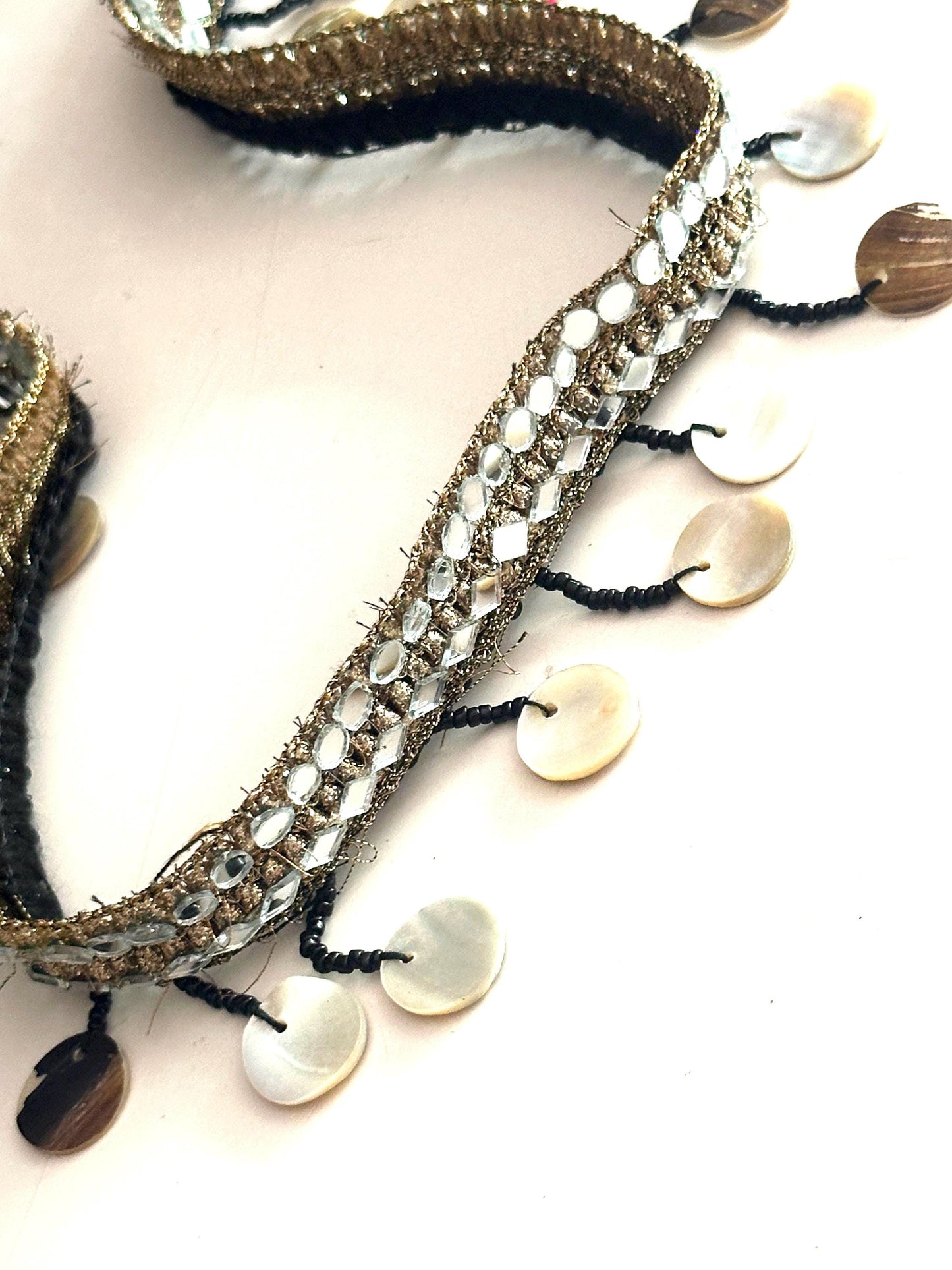 Mirror Sequin Shell Trim Boho Reflective Border for Costume Dancewear Resort Wear Belly Dance Festival Fashion