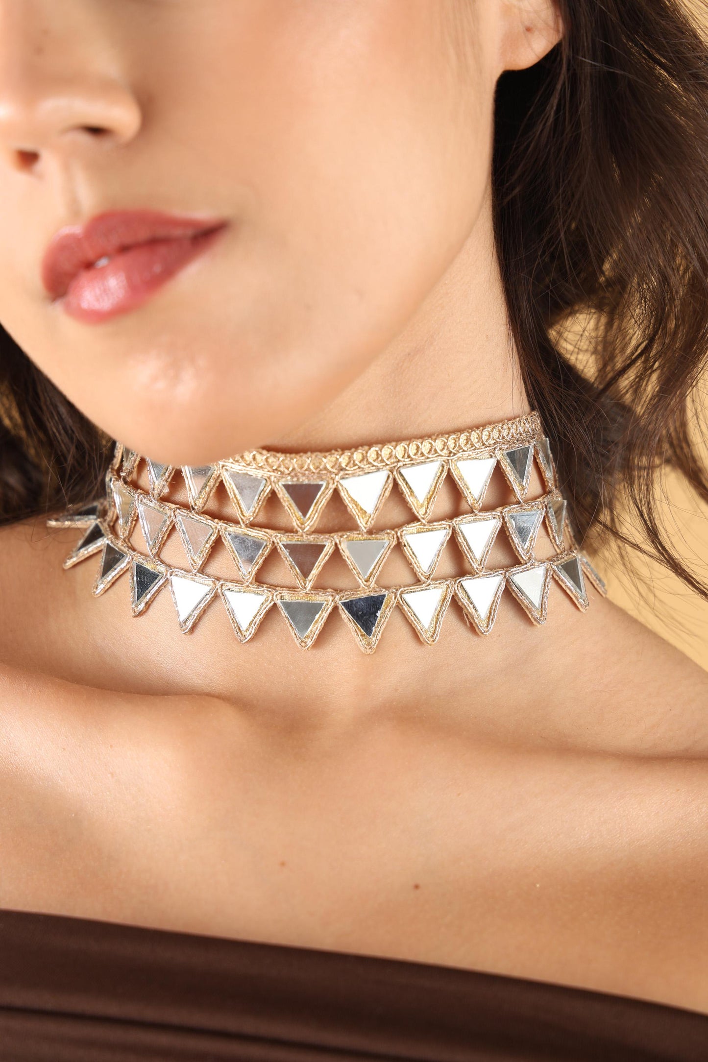 Rose Gold Choker Necklace Belt Combo – Gothic Lace Statement Choker – Handmade Adjustable Fabric Party Necklace – Gift for Her