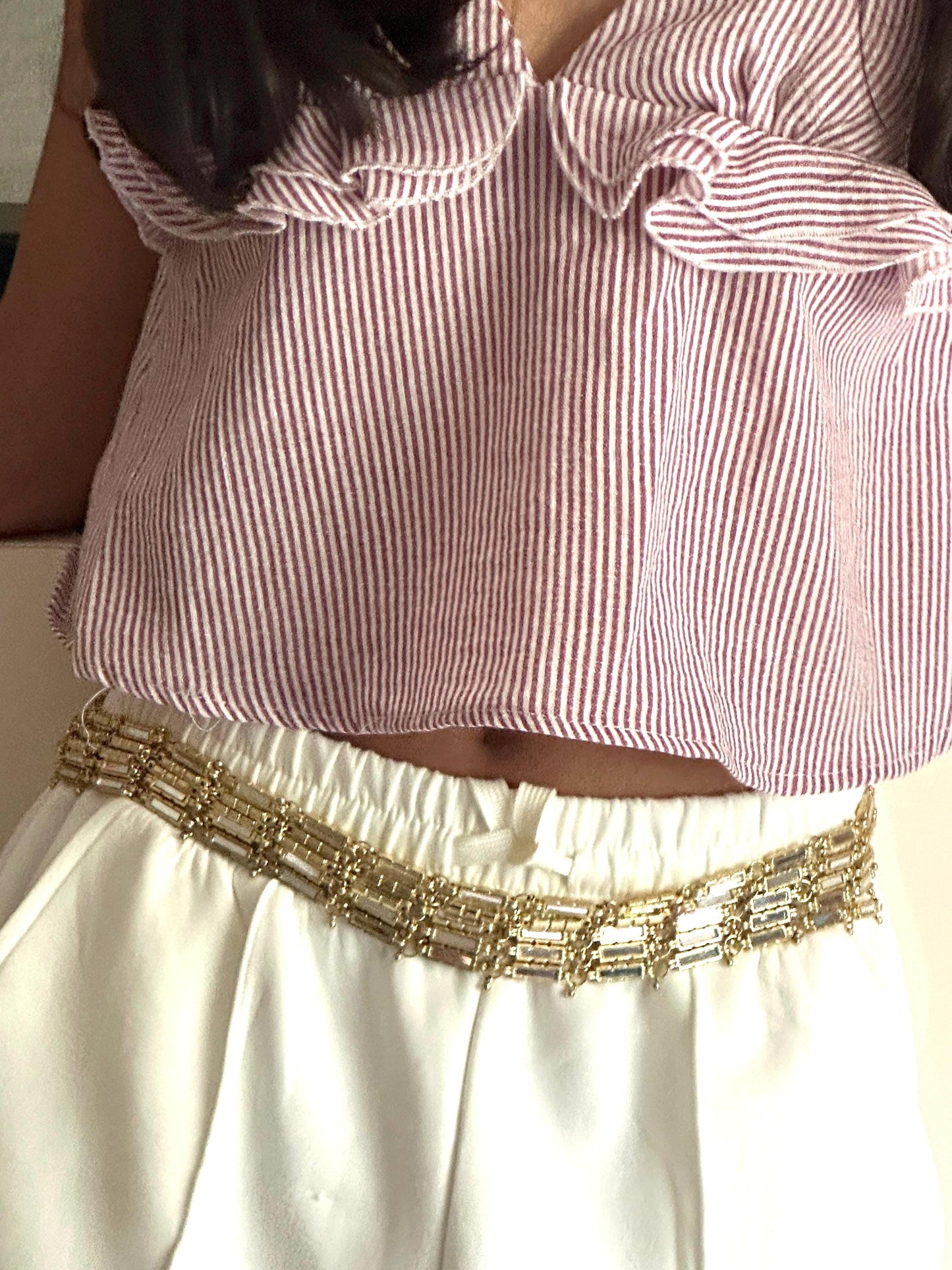Wear it 2 Ways Glass Crystal Choker Belt luxury Statement Metal Jewelry Bridal Waist Belt & Necklace Adjustable Gold Chain Belt