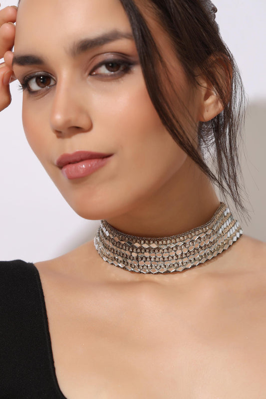 Mirror Choker & Crystal Waist Belt Antique