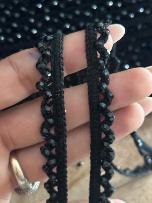 Crystal Beaded Lace Trim Black 7MTR