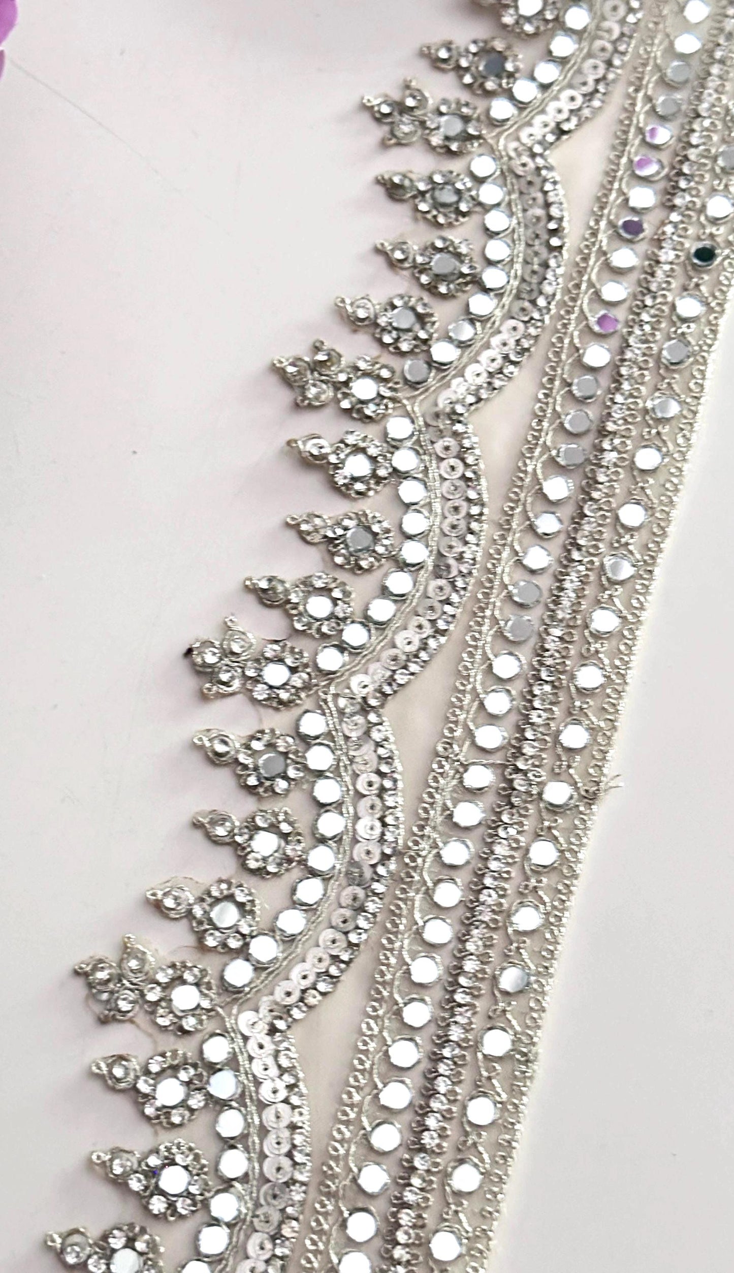 Crystal Mirror Zircon Sequin Trim Gold