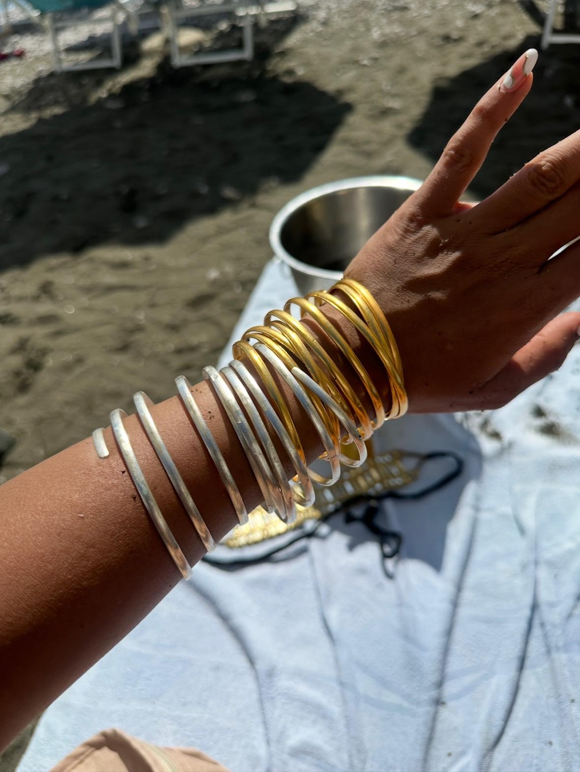 Handcrafted Silver Bangle Lightweight Stackable Arm Jewelry for Women Modern Spiral Boho Adjustable Cuff for Everyday or Holiday Looks