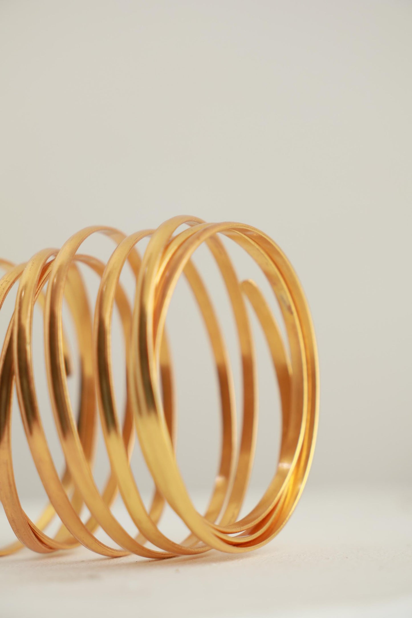 Gold Spiral Bracelet 24K Gold Plated Brass Armlet Adjustable Cuff Bold Statement Arm Jewelry Modern Coil Bangle Handmade Fashion Accessory