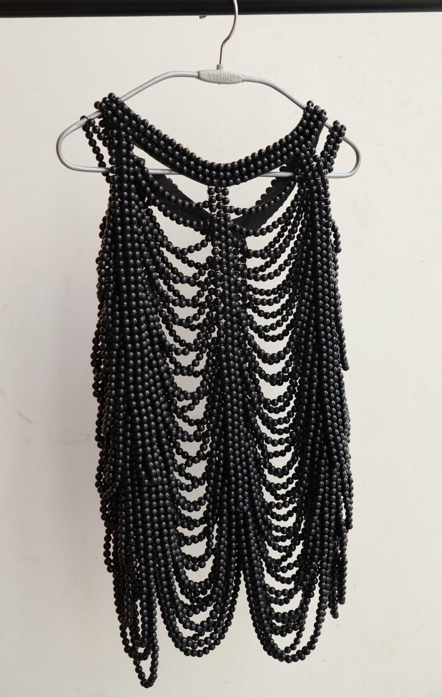 Gunmetal Beaded Shoulder Cape Handmade Fringe Capelet for Dresses Statement Shoulder Jewelry Evening Dress Accessory Body Jwellery One Size