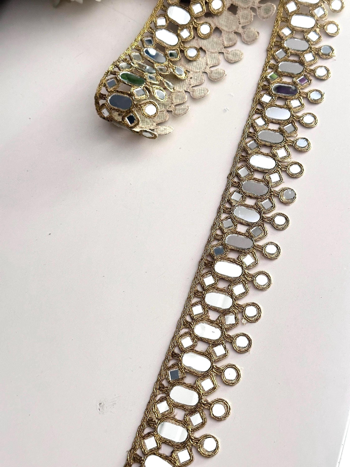 Gold Mirror Belt Jewelry Handmade Saree Belt, Bridal Waist Chain, Corset Wear Accessory, Ethnic Jewelry Trim, Headband set, Chokers