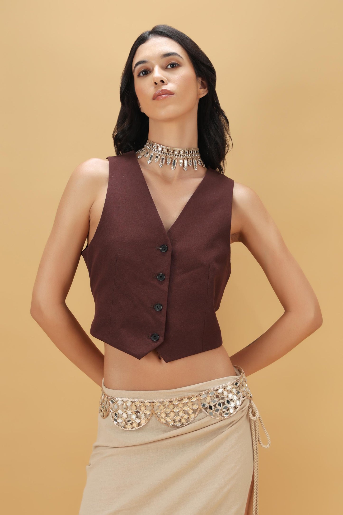 Gold Waist Belt Sparkling Mirror & Crystal Embellished Belt for Saree, Dress, Jumpsuit – Bridal and Festive Jewelry Gift For Her