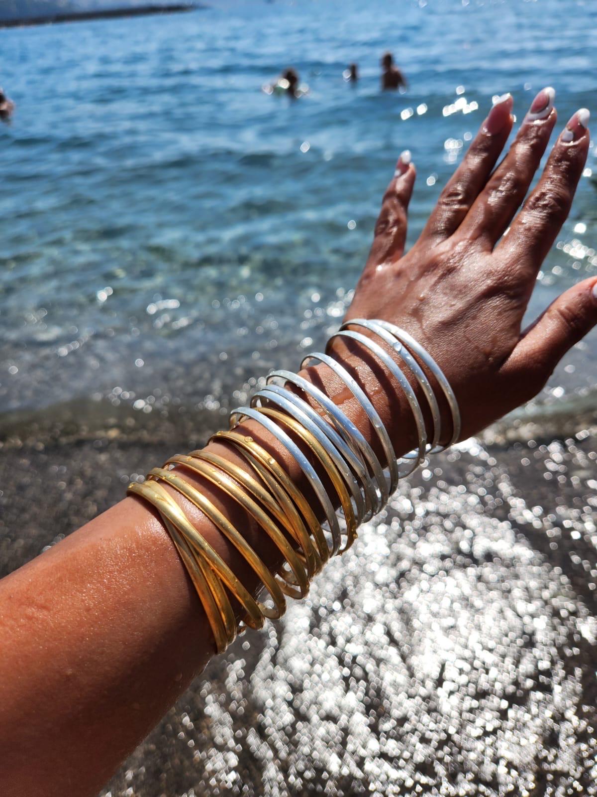 Gold Spiral Arm Cuff Bracelet – 24K Gold Plated Brass Coil Armlet – Bold Adjustable Statement Jewelry – Handmade Fashion Accessory
