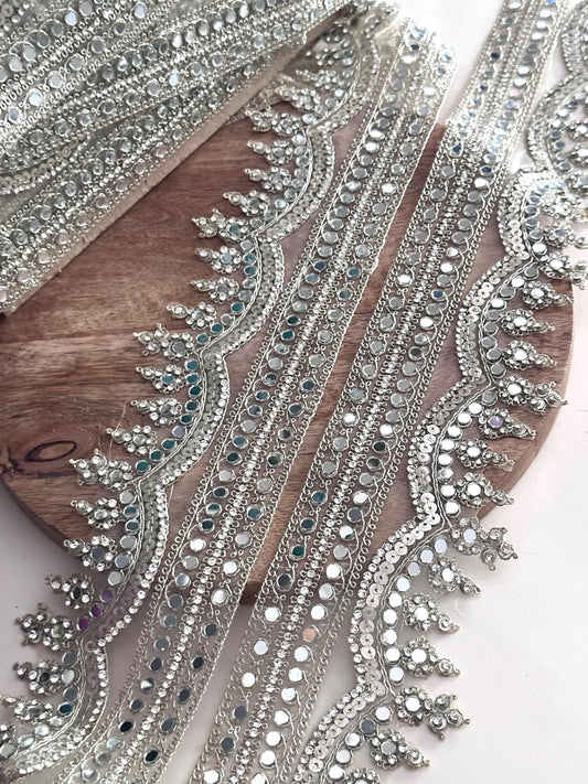 Crystal Mirror Zircon Sequin Trim Gold