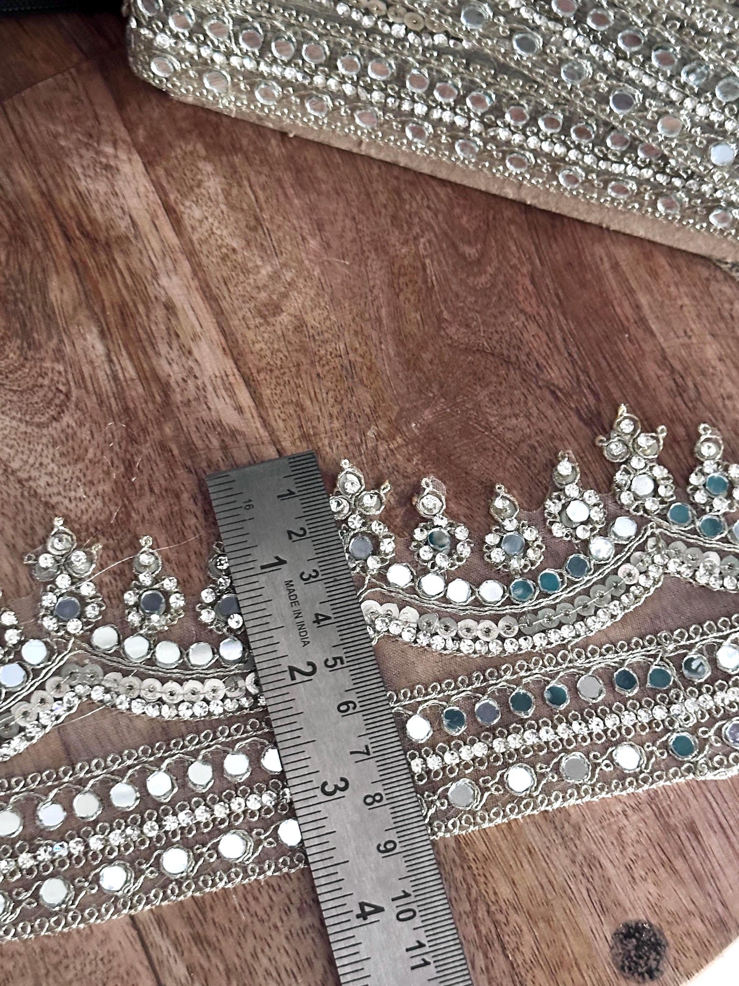 Crystal Mirror Zircon Sequin Trim Gold