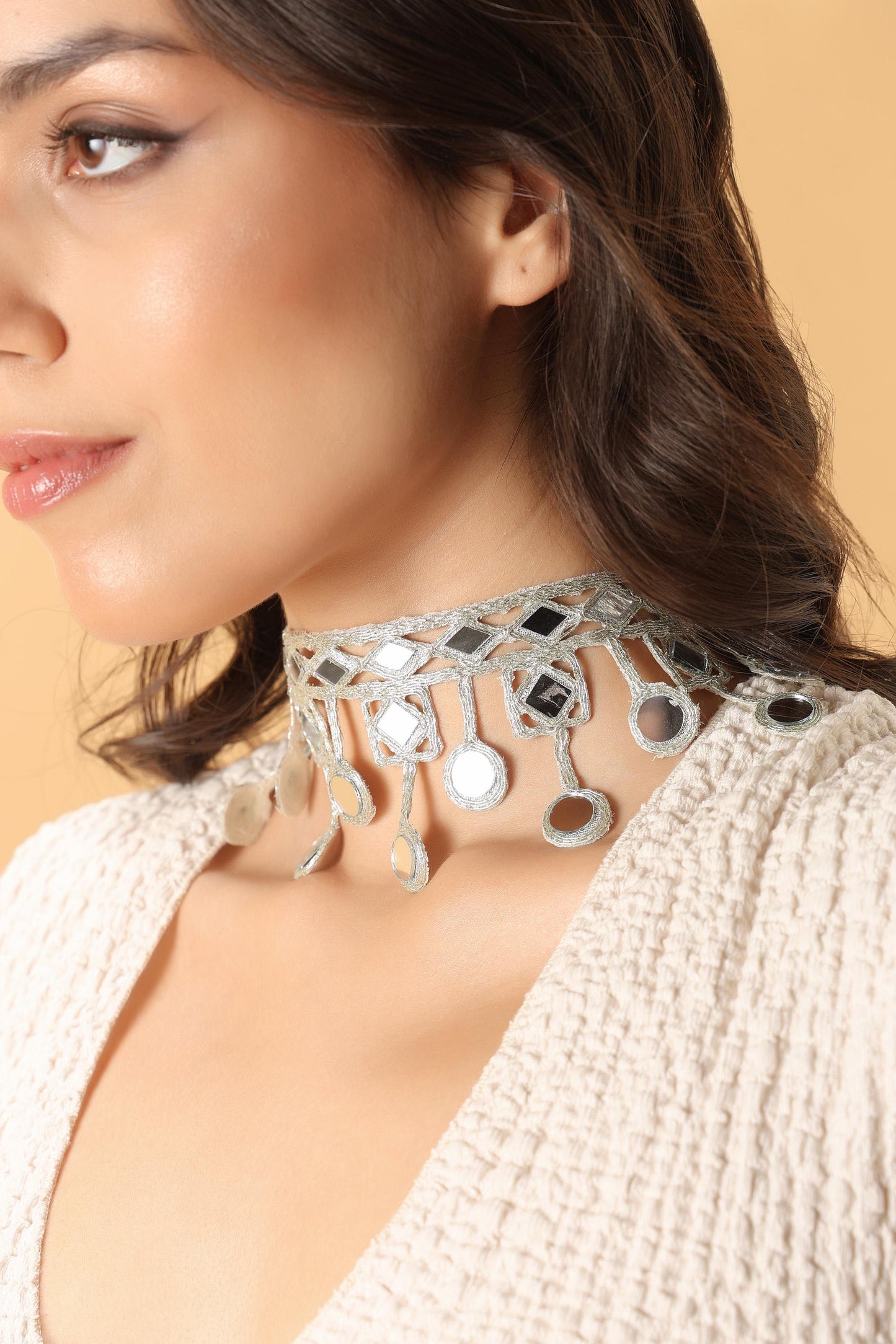 Silver Gothic Lace Choker Belt Combo Handmade Adjustable Party Necklace Victorian-Inspired Neckpiece Gothic Gift for Her Elegant Statement