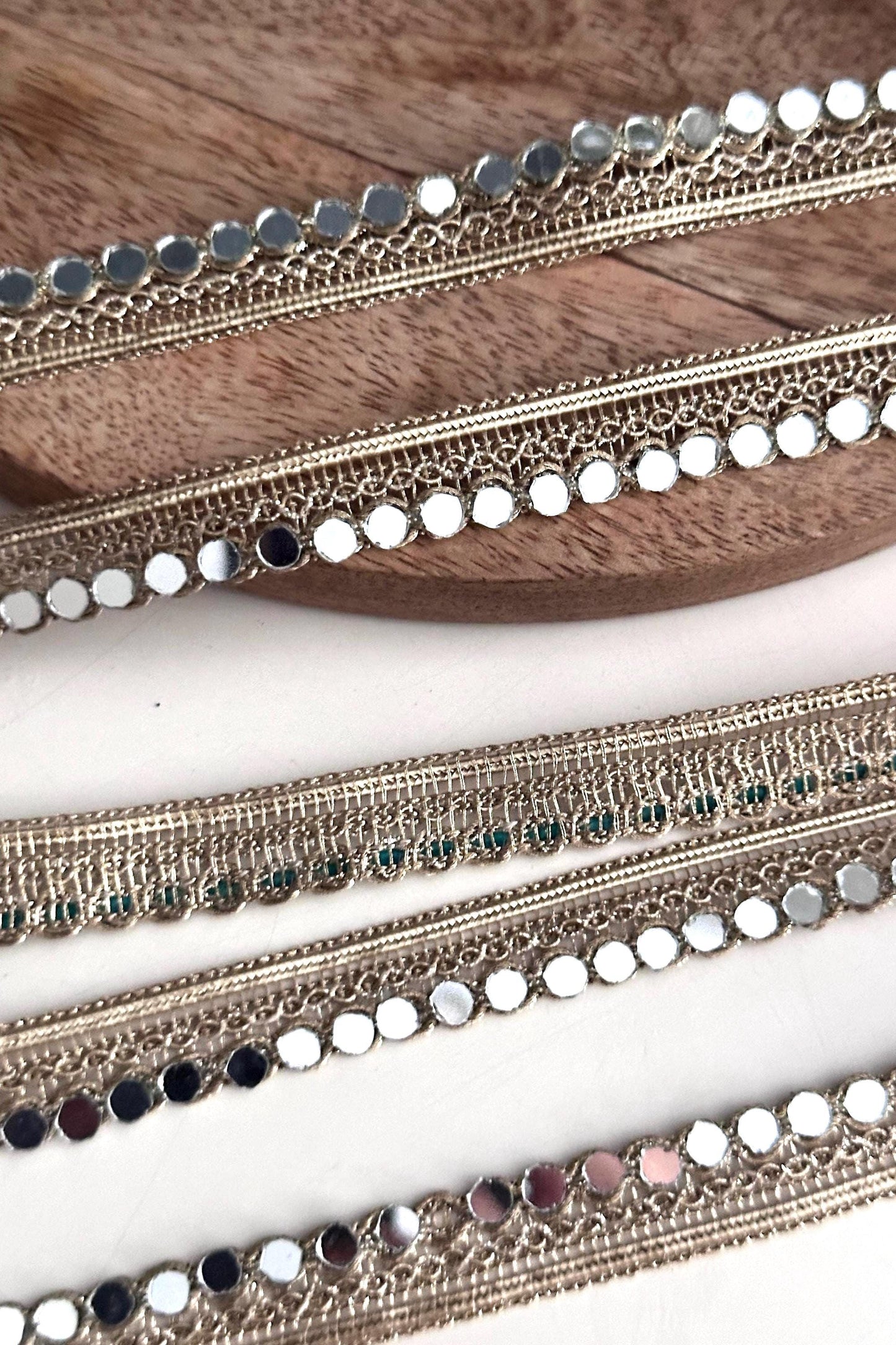 Opulent Mirror Crystal Sequin Lace Gold