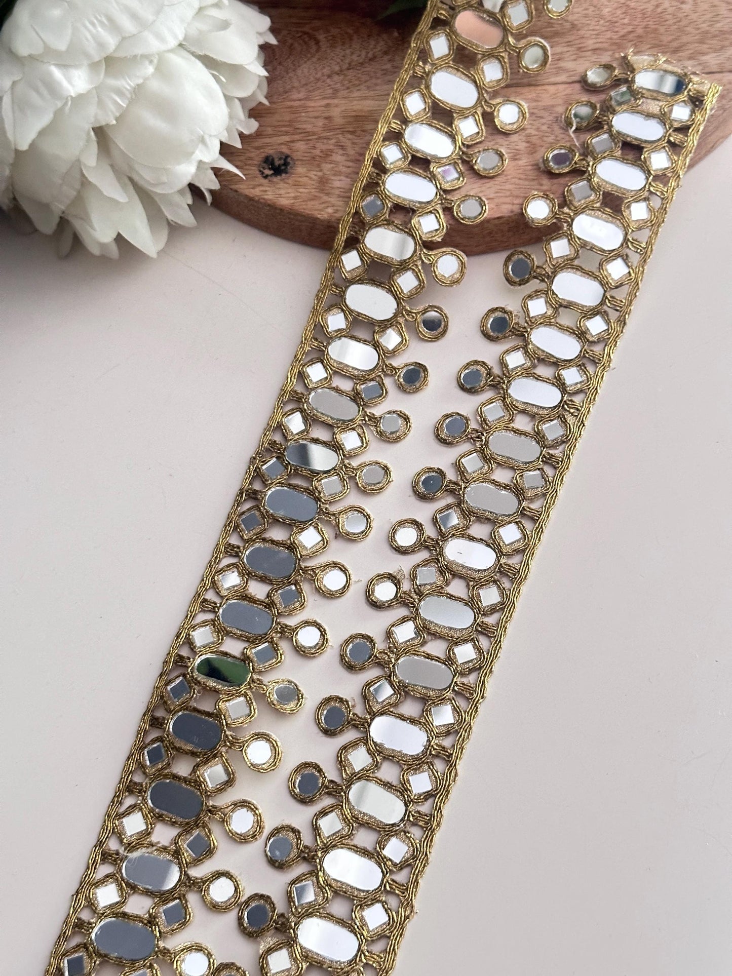 Gold Mirror Belt Jewelry Handmade Saree Belt, Bridal Waist Chain, Corset Wear Accessory, Ethnic Jewelry Trim, Headband set, Chokers