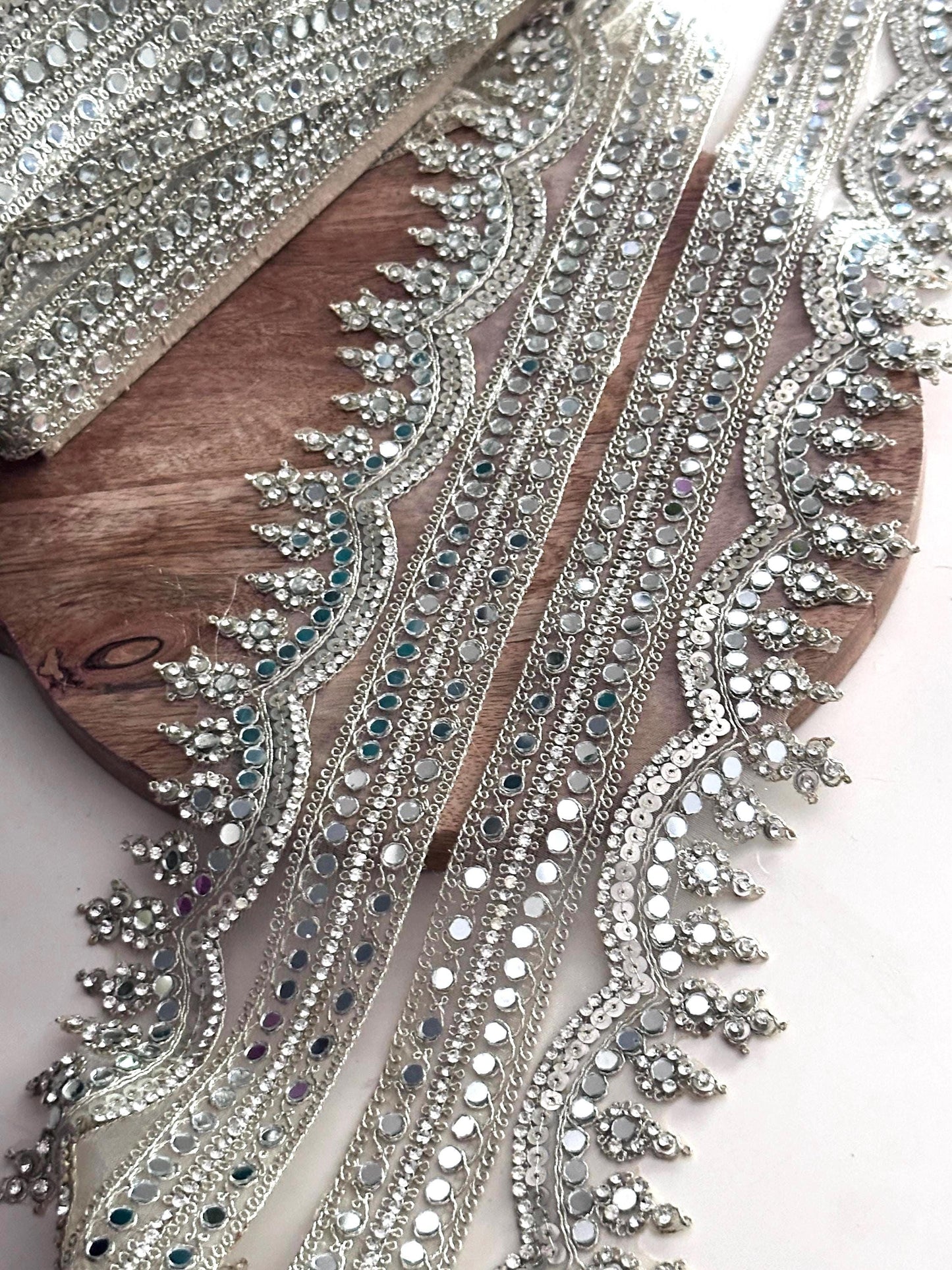 Crystal Mirror Zircon Sequin Trim Gold
