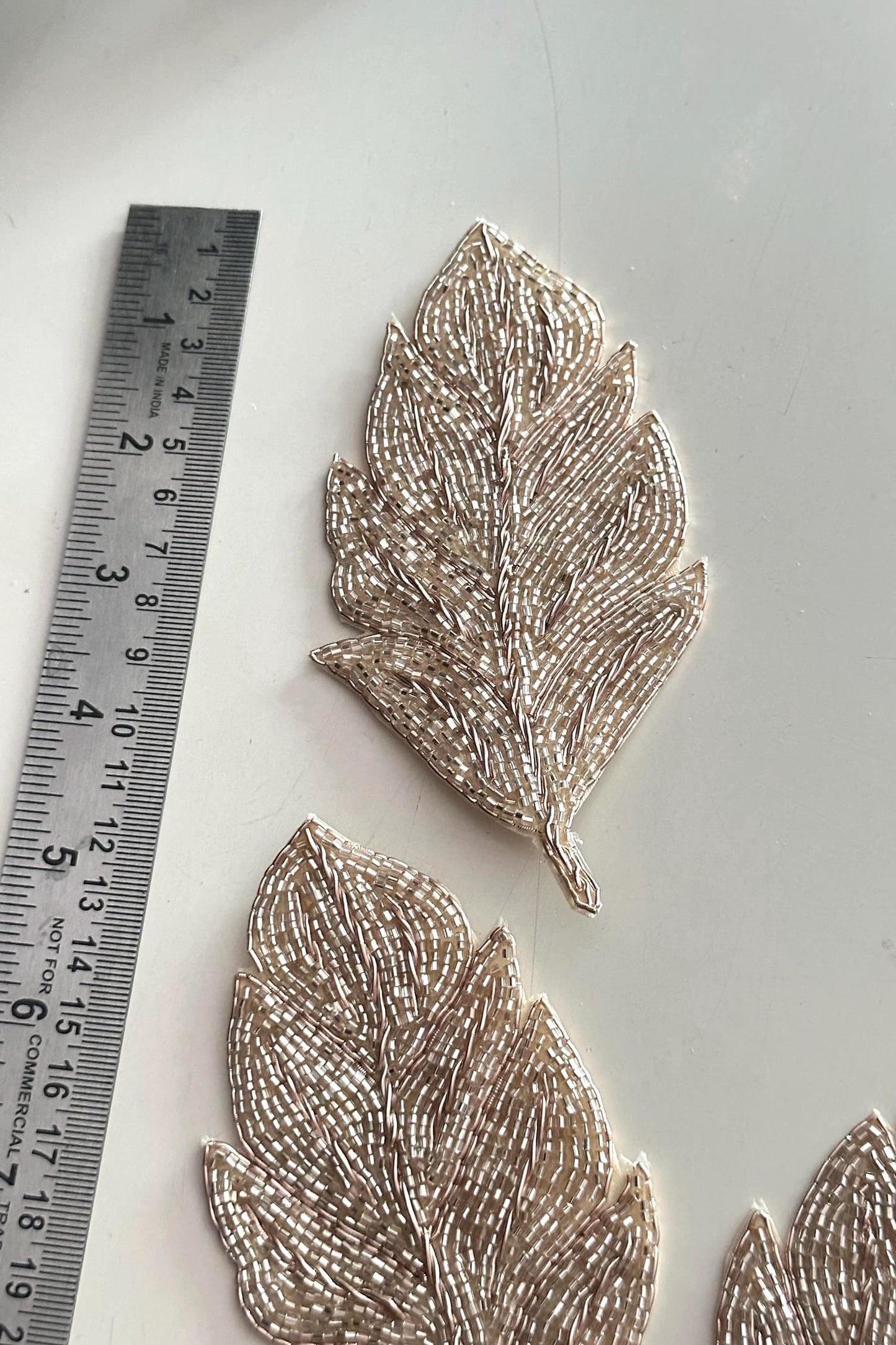 Handmade Beaded Leaf Patch Applique Embroidered Gold Leaf Sew on Patch for Wedding Dress Gown T-shirt Jackets Coat & Craft Embellishment