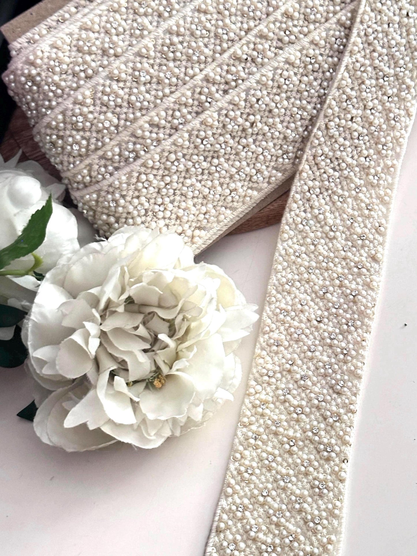 Pearl and Rhinestone Beaded Trim
