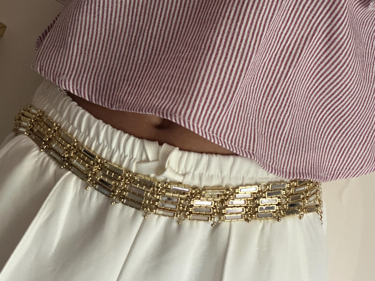 Wear it 2 Ways Glass Crystal Choker Belt luxury Statement Metal Jewelry Bridal Waist Belt & Necklace Adjustable Gold Chain Belt