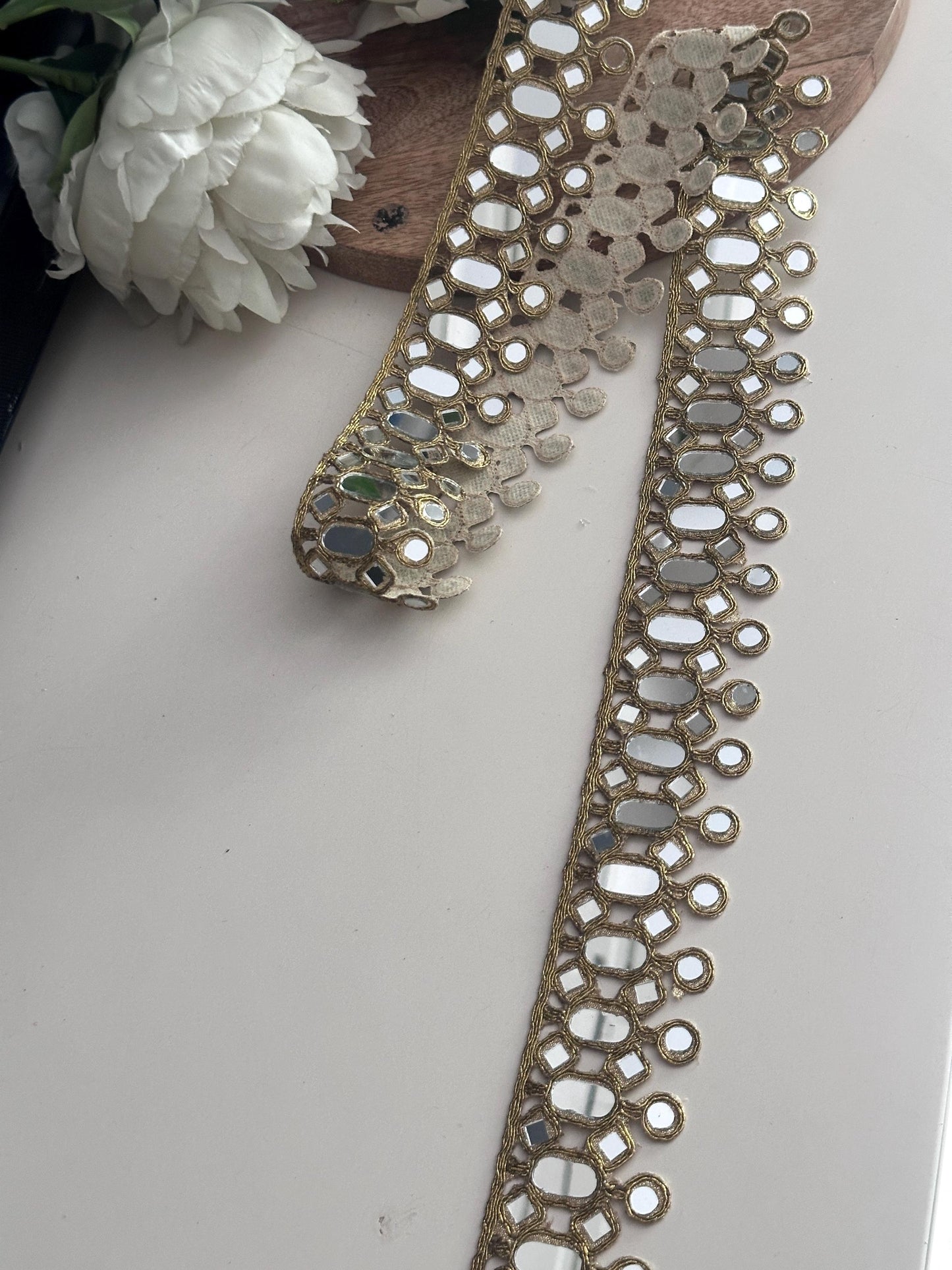 Gold Mirror Belt Jewelry Handmade Saree Belt, Bridal Waist Chain, Corset Wear Accessory, Ethnic Jewelry Trim, Headband set, Chokers
