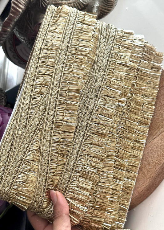 Metallic Fringe Lace Gold