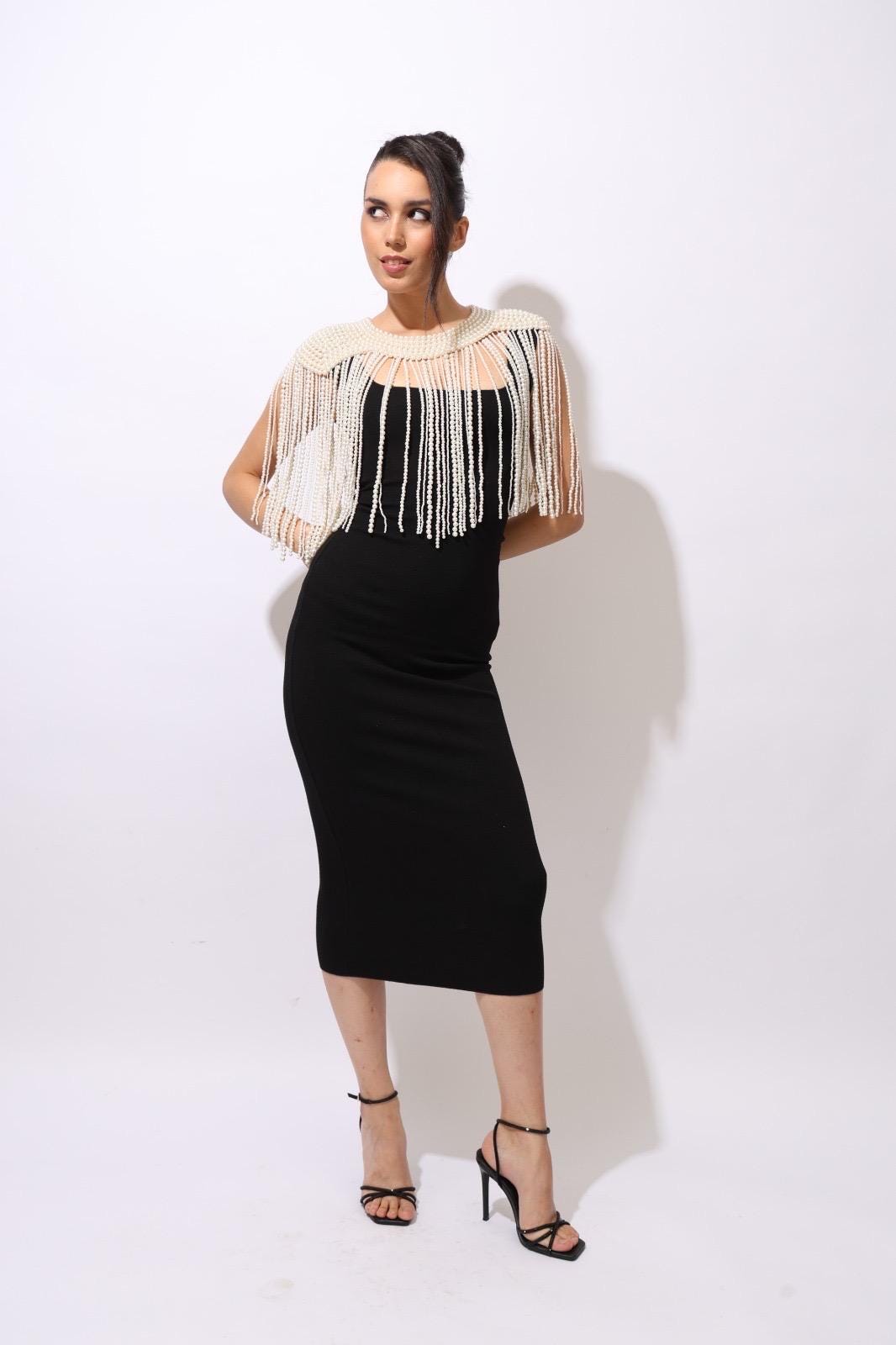 Pearl Beaded Shoulder Cape Bridal Fringe Capelet Handmade Pearl Shoulder Jewelry Wedding Dress Cover Up Statement Shoulder Accessory