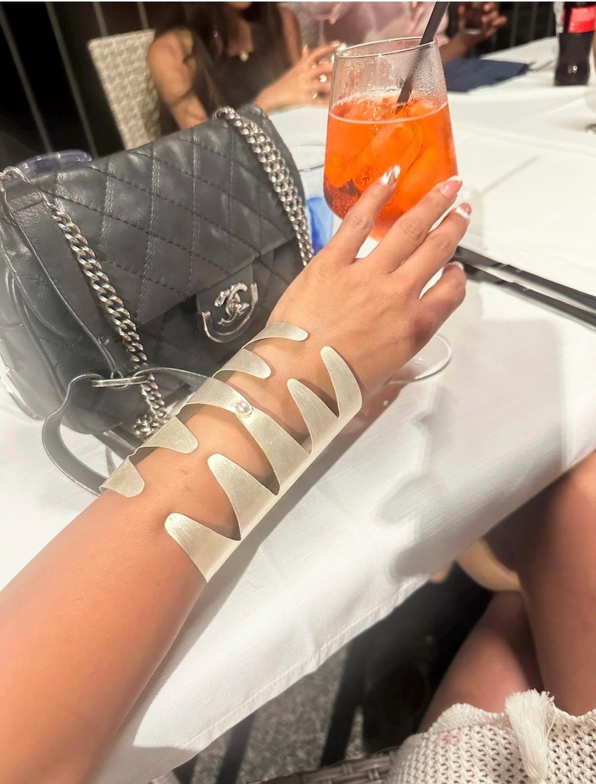 Statement Silver Cuff Bracelet Handmade Modern Arm Jewelry Bold Sculptural Wide Bangle for Women