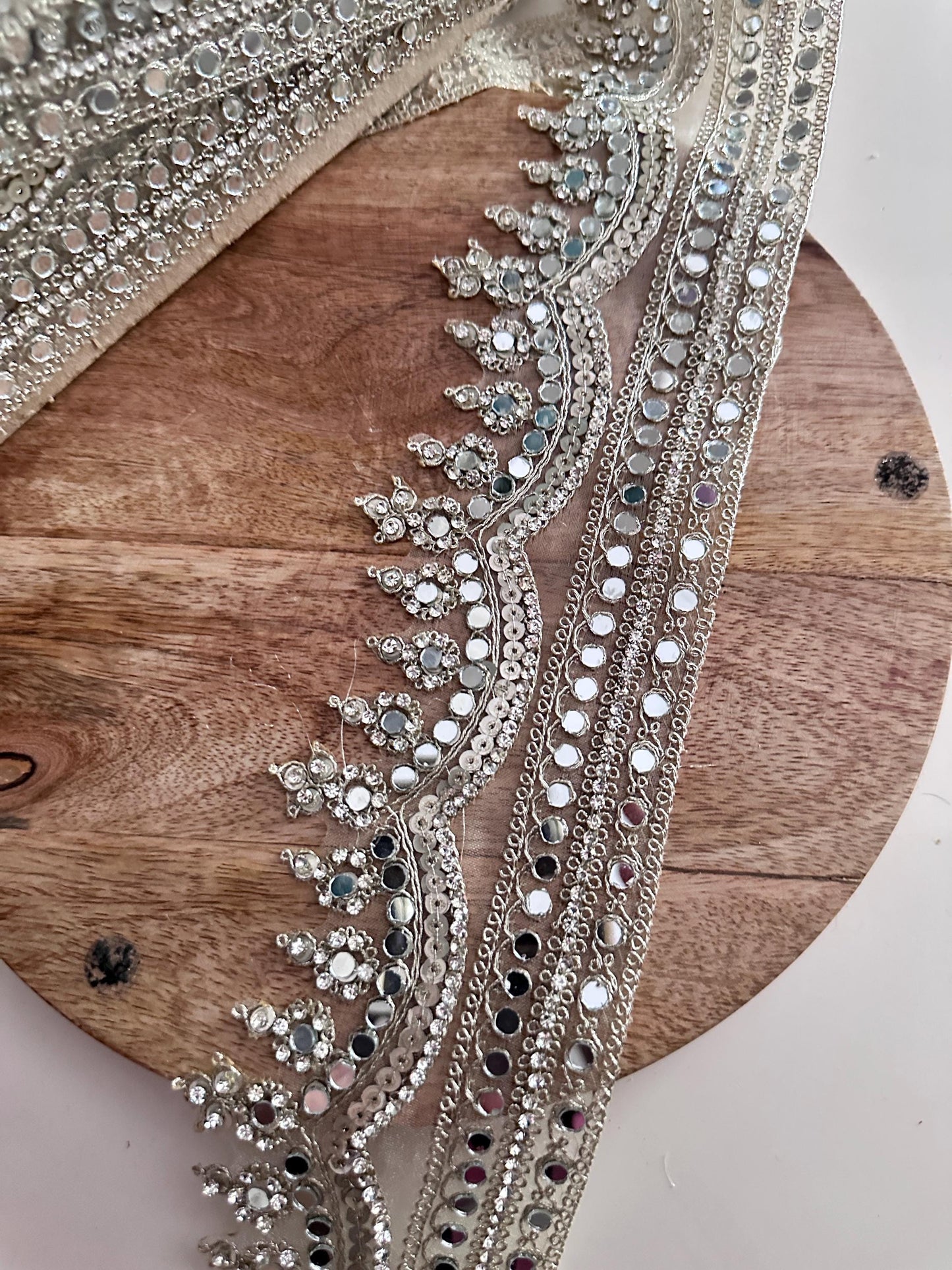 Crystal Mirror Zircon Sequin Trim Gold