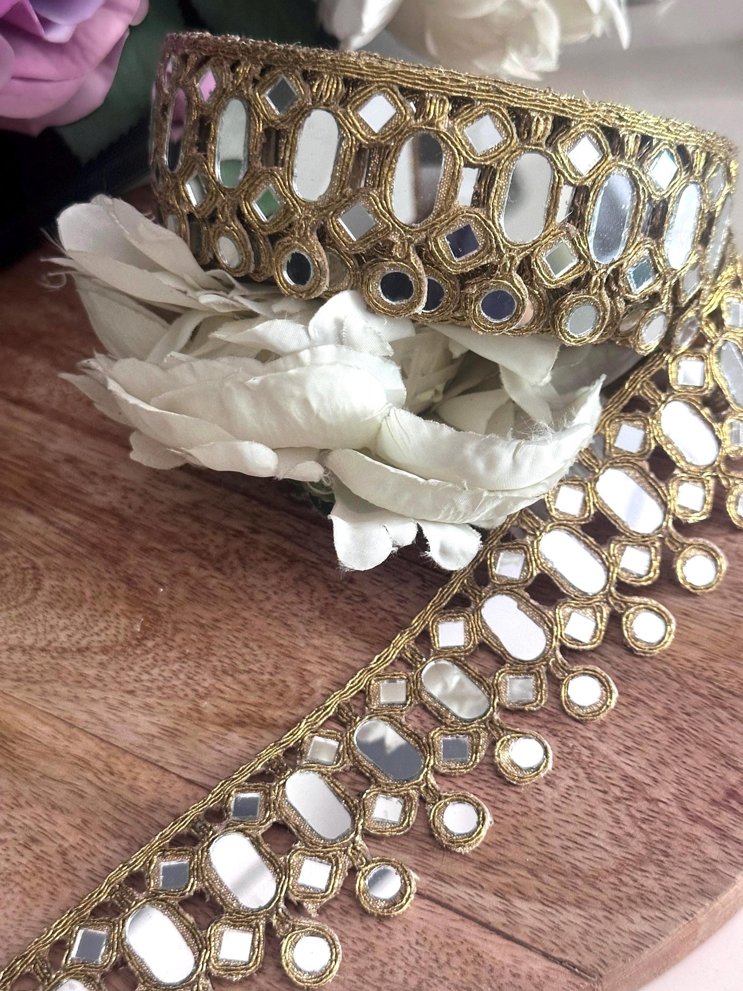 Gold Mirror Belt Jewelry Handmade Saree Belt, Bridal Waist Chain, Corset Wear Accessory, Ethnic Jewelry Trim, Headband set, Chokers