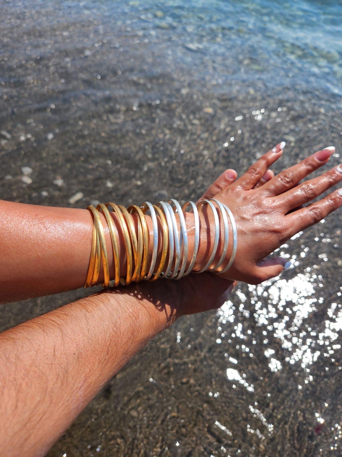 Gold Spiral Arm Cuff Bracelet – 24K Gold Plated Brass Coil Armlet – Bold Adjustable Statement Jewelry – Handmade Fashion Accessory