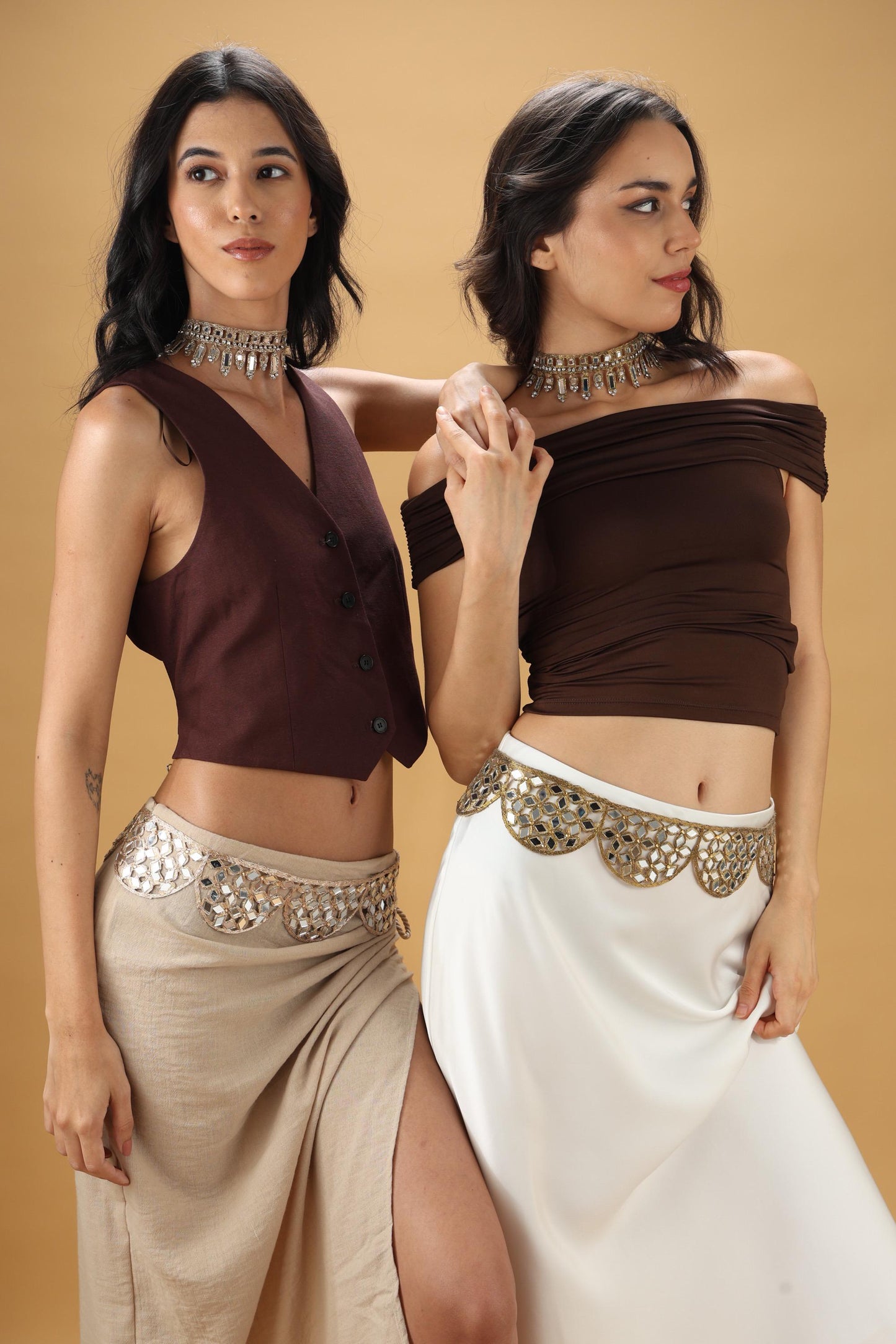 Gold Waist Belt Sparkling Mirror & Crystal Embellished Belt for Saree, Dress, Jumpsuit – Bridal and Festive Jewelry Gift For Her