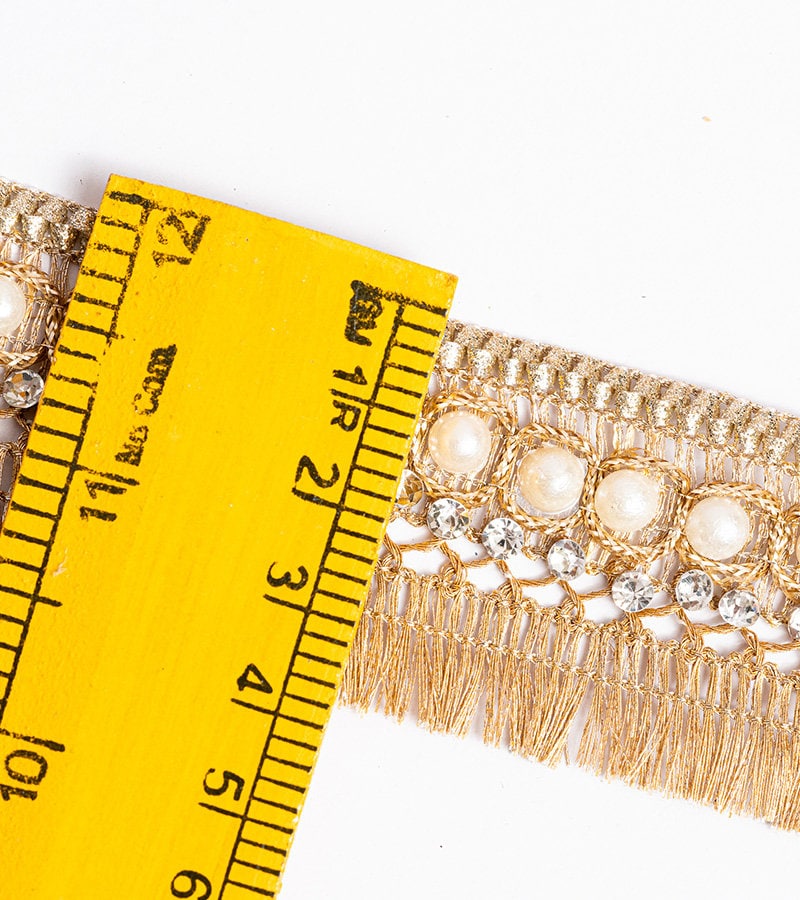 Pearl Crystal Zircon Lace Rhinestone Zari Fringe Lace Tassel Indian Zari Lace For Unique Holiday Gift Décor